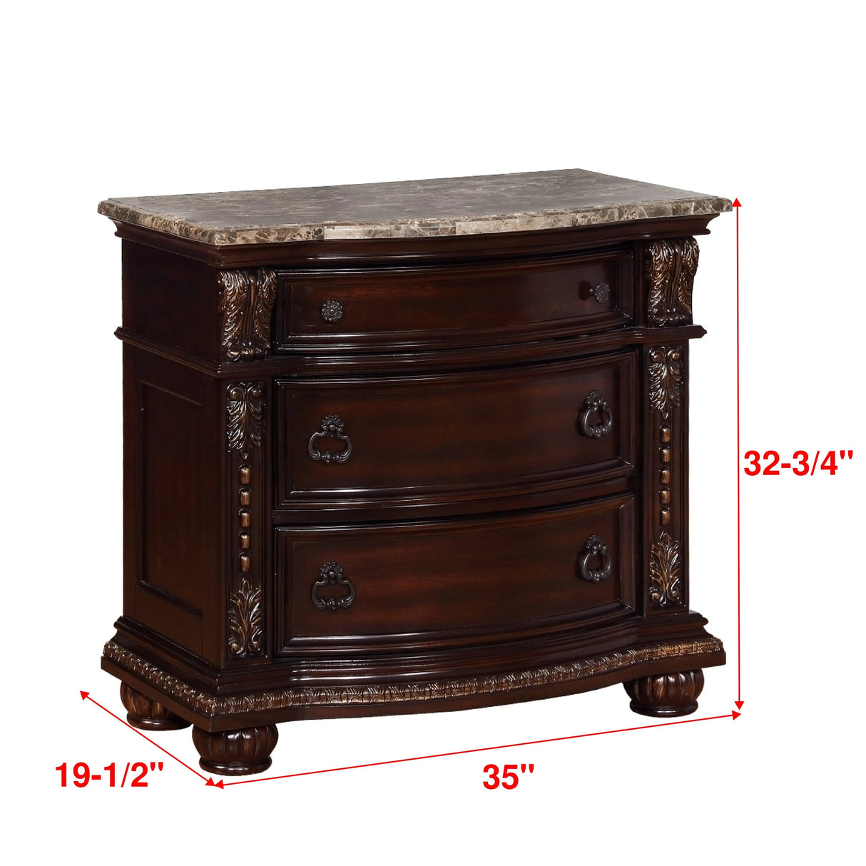 Stanley Cherry Brown Nightstand with Marble Top by Crown Mark at Eve Furniture