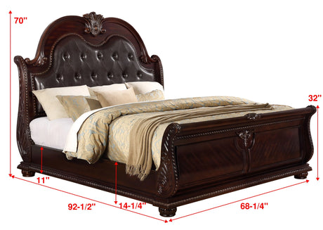 Stanley Cherry Brown Queen Upholstered Sleigh Bed by Crown Mark at Eve Furniture