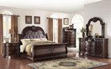 Stanley Cherry Brown Upholstered Sleigh Bedroom Set by Crown Mark at Eve Furniture