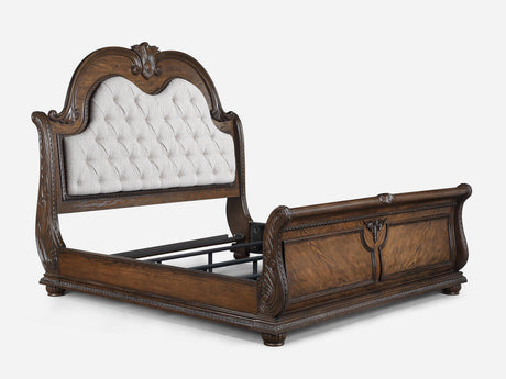 Stanley Coffee Brown Upholstered Sleigh Bedroom Set by Crown Mark at Eve Furniture