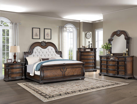Stanley Coffee Brown Upholstered Sleigh Bedroom Set by Crown Mark at Eve Furniture