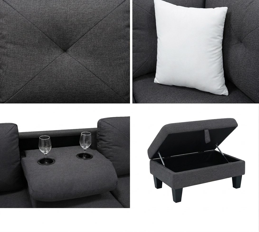 Star DK Grey RAF Sectional by New Era Innovations at Eve Furniture