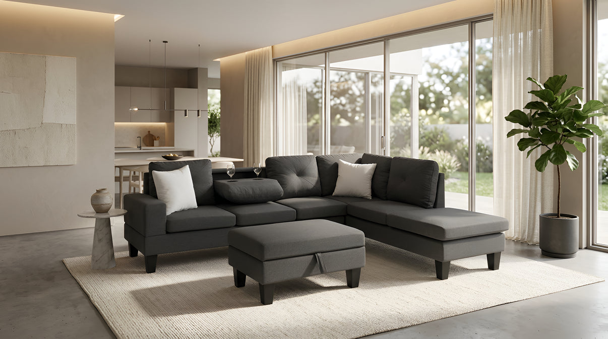 Star DK Grey RAF Sectional by New Era Innovations at Eve Furniture