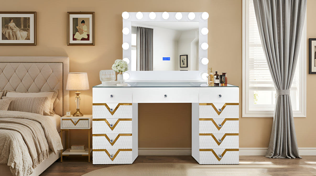 Star White Vanity Set by New Era Innovations at Eve Furniture