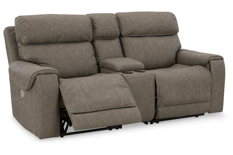 Starbot Fossil Power Reclining Sectional Loveseat with Console by Ashley at Eve Furniture