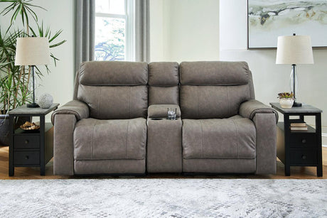Starbot Fossil Power Reclining Sectional Loveseat with Console by Ashley at Eve Furniture
