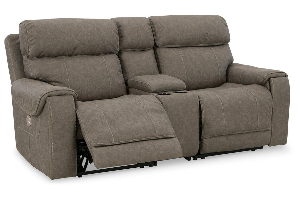Starbot Fossil Power Reclining Sectional Loveseat with Console by Ashley at Eve Furniture