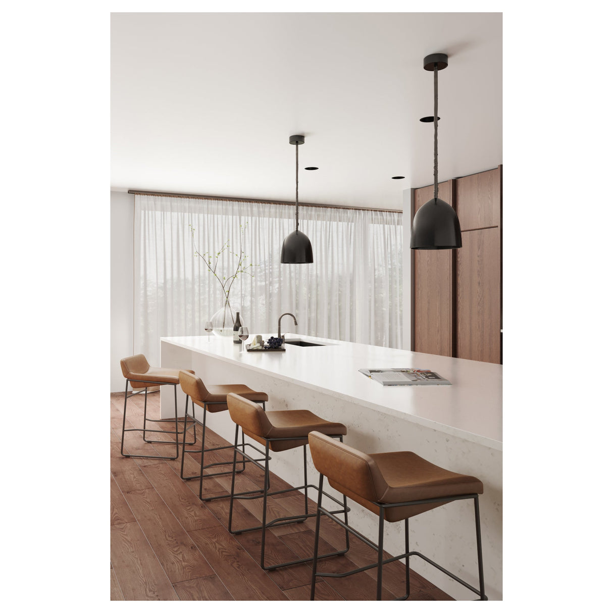 Starlet Brown Leather Counter Stool (Set of 2) by MOES at Eve Furniture