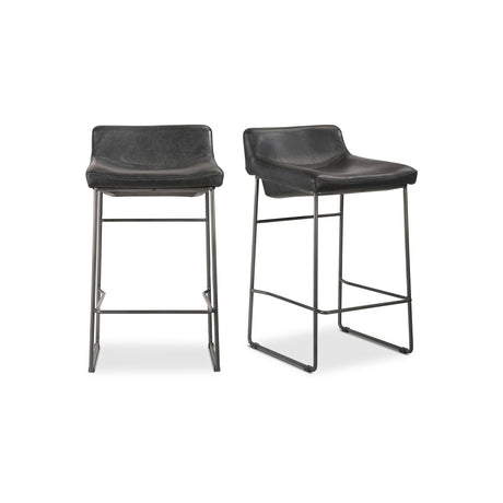 Starlet Onyx Black Leather Counter Stool (Set of 2) by MOES at Eve Furniture
