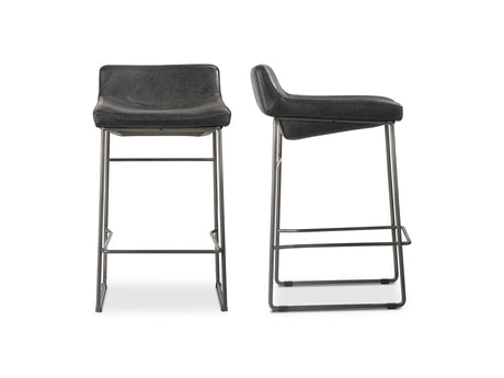 Starlet Onyx Black Leather Counter Stool (Set of 2) by MOES at Eve Furniture