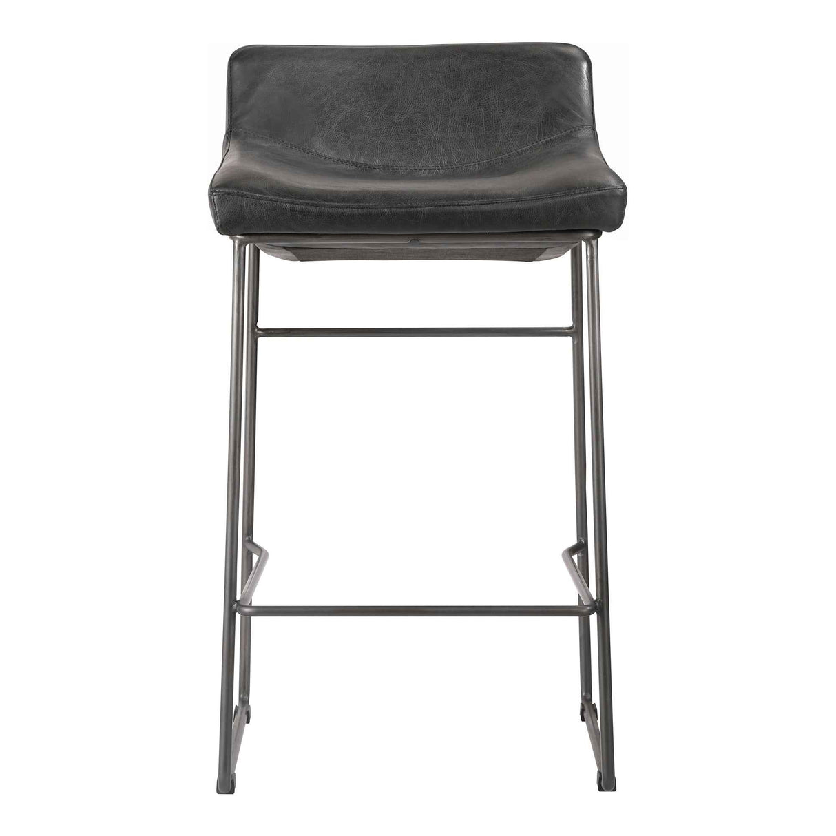 Starlet Onyx Black Leather Counter Stool (Set of 2)