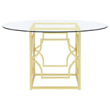 Starlight Clear and Brass Round Glass Top Dining Table by Coaster at Eve Furniture