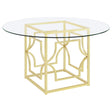 Starlight Clear and Brass Round Glass Top Dining Table by Coaster at Eve Furniture