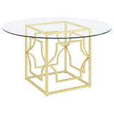 Starlight Clear and Brass Round Glass Top Dining Table by Coaster at Eve Furniture