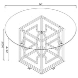 Starlight Clear and Brass Round Glass Top Dining Table by Coaster at Eve Furniture