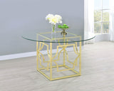 Starlight Clear and Brass Round Glass Top Dining Table by Coaster at Eve Furniture
