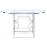 Starlight Clear and Chrome Round Glass Top Dining Table by Coaster at Eve Furniture