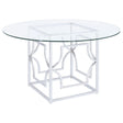 Starlight Clear and Chrome Round Glass Top Dining Table by Coaster at Eve Furniture