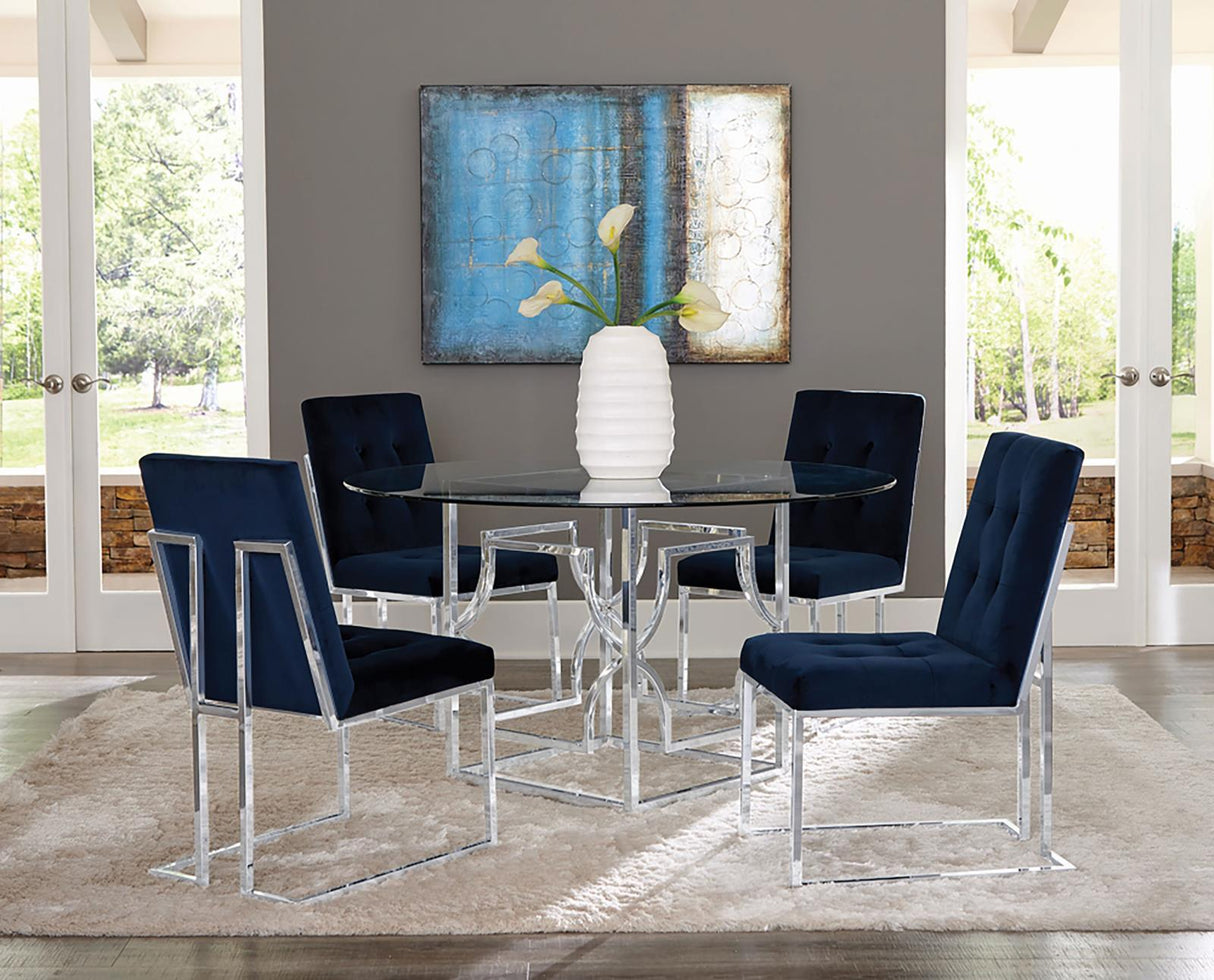 Starlight Clear and Chrome Round Glass Top Dining Table by Coaster at Eve Furniture