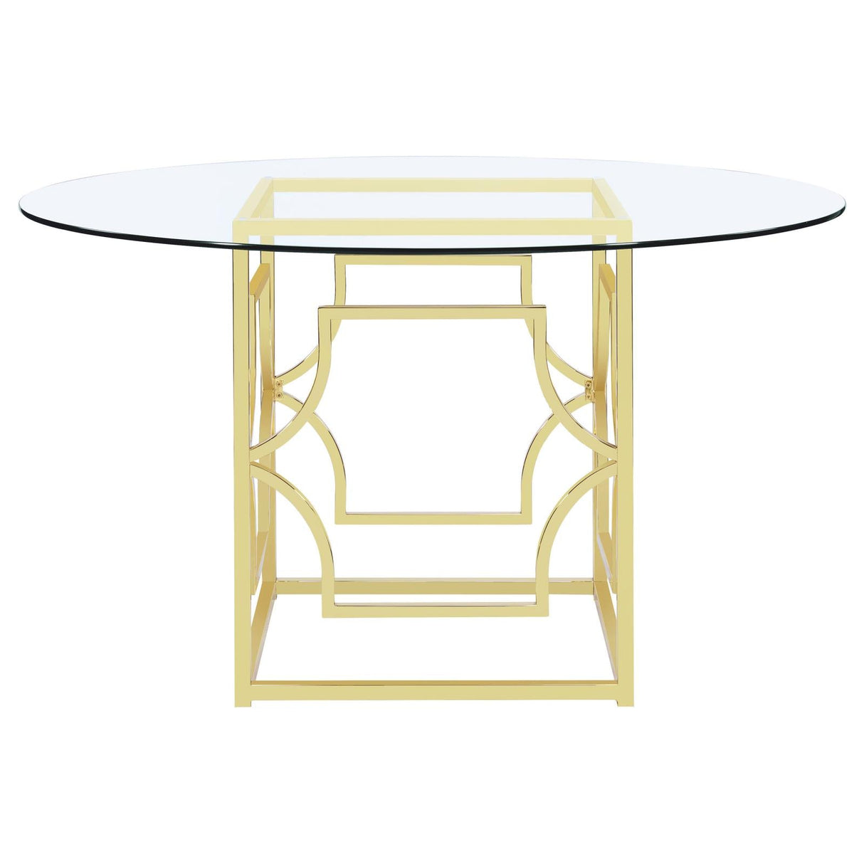 Starlight Round Glass Top Dining Table Clear and Brass