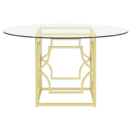 Starlight Round Glass Top Dining Table Clear and Brass