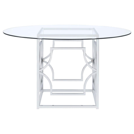 Starlight Round Glass Top Dining Table Clear and Chrome