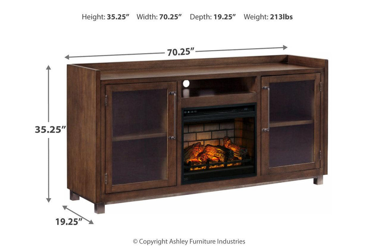 Starmore Brown 70" TV Stand with Electric Fireplace by Ashley at Eve Furniture