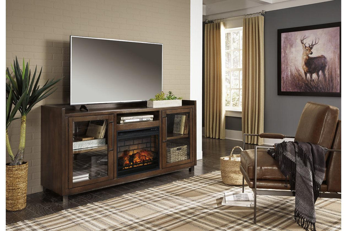Starmore Brown 70" TV Stand with Electric Fireplace by Ashley at Eve Furniture