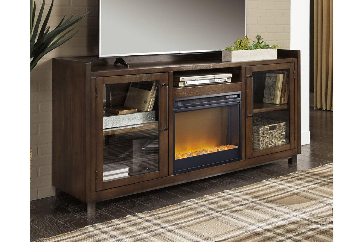 Starmore Brown 70" TV Stand with Electric Fireplace by Ashley at Eve Furniture