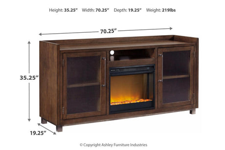 Starmore Brown 70" TV Stand with Electric Fireplace by Ashley at Eve Furniture