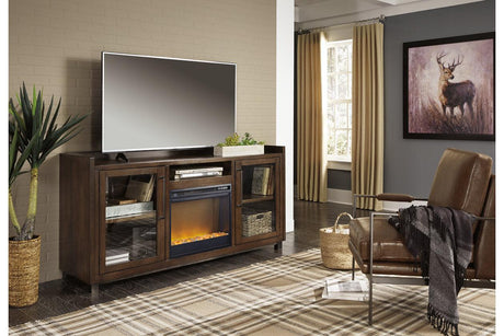 Starmore Brown 70" TV Stand with Electric Fireplace by Ashley at Eve Furniture