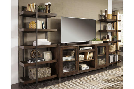 Starmore Brown/Gunmetal 3-Piece Entertainment Center by Ashley at Eve Furniture