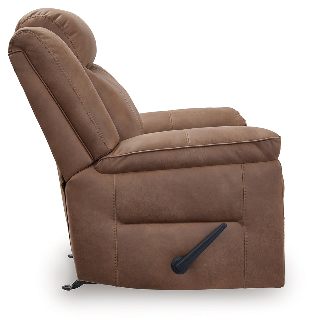 Status Check Caramel Recliner by Ashley at Eve Furniture