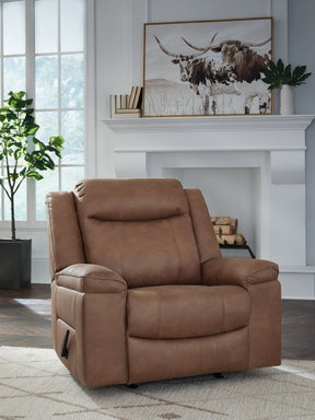 Status Check Caramel Recliner by Ashley at Eve Furniture