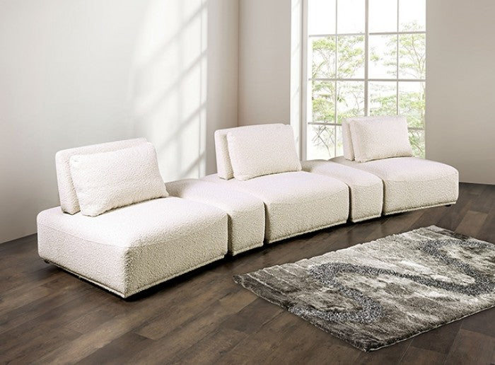 Stavanger Beige Curved 3-Seater Sofa by Furniture of America at Eve Furniture