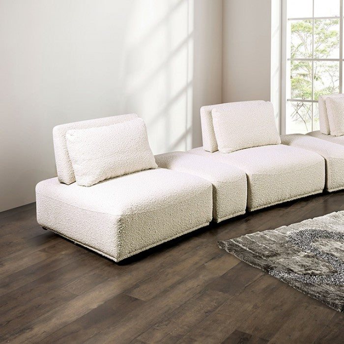 Stavanger Beige Curved 3-Seater Sofa by Furniture of America at Eve Furniture