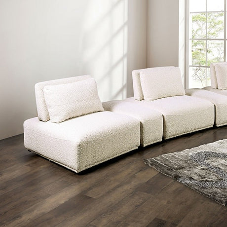Stavanger Beige Curved 3-Seater Sofa by Furniture of America at Eve Furniture