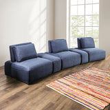 Stavanger Blue Curved 3-Seater Sofa by Furniture of America at Eve Furniture