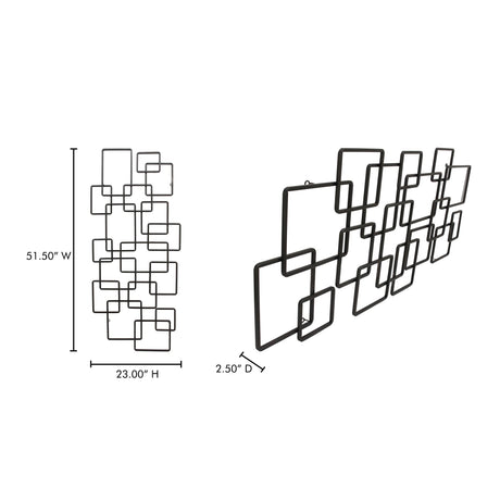 Steel Black Squares Wall Décor by MOES at Eve Furniture