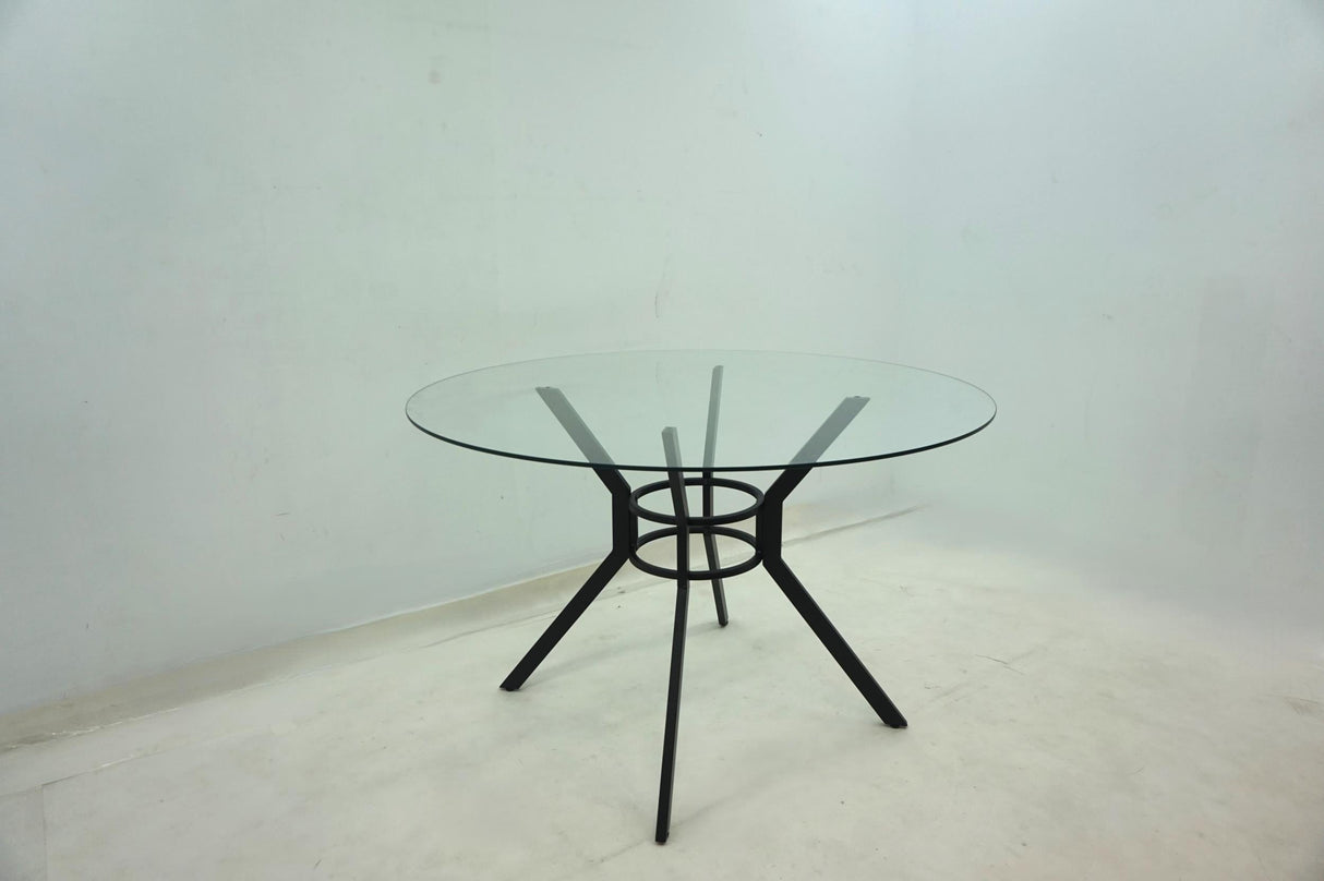 Steele Matte Black 48-inch Round Glass Top Dining Table by Coaster at Eve Furniture