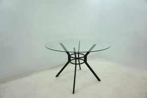 Steele Matte Black 48-inch Round Glass Top Dining Table by Coaster at Eve Furniture