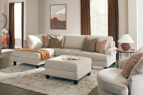 Steelwater Retreat Latte 2-Piece Sectional with LAF Chaise and Accent Ottoman by Ashley at Eve Furniture