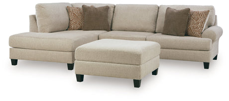 Steelwater Retreat Latte 2-Piece Sectional with LAF Chaise and Accent Ottoman by Ashley at Eve Furniture