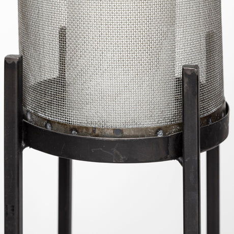 Steen Set of Two Black Meshed Metal Candle Holder Lanterns by Mercana at Eve Furniture