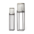 Steen Set of Two Black Meshed Metal Candle Holder Lanterns by Mercana at Eve Furniture