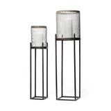 Steen Set of Two Black Meshed Metal Candle Holder Lanterns by Mercana at Eve Furniture