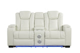 Stefano LED White 3-Piece Reclining Living Room Set by Happy Homes at Eve Furniture