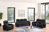Stefano Black 3-Piece Reclining Living Room Set by Happy Homes at Eve Furniture