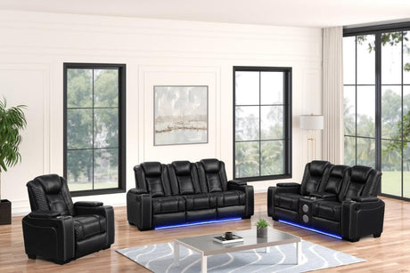 Stefano Black 3-Piece Reclining Living Room Set by Happy Homes at Eve Furniture