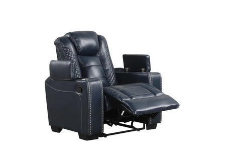 Stefano Blue 3-Piece Reclining Living Room Set by Happy Homes at Eve Furniture